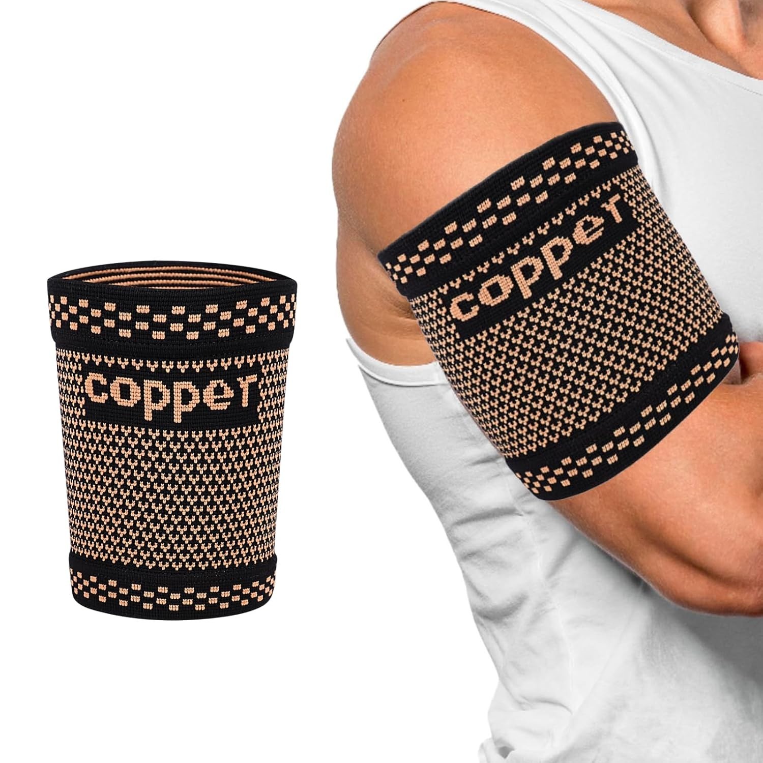 NEW Bicep Compression Sleeves 1 Pair Copper Upper Arm Support for Men Women