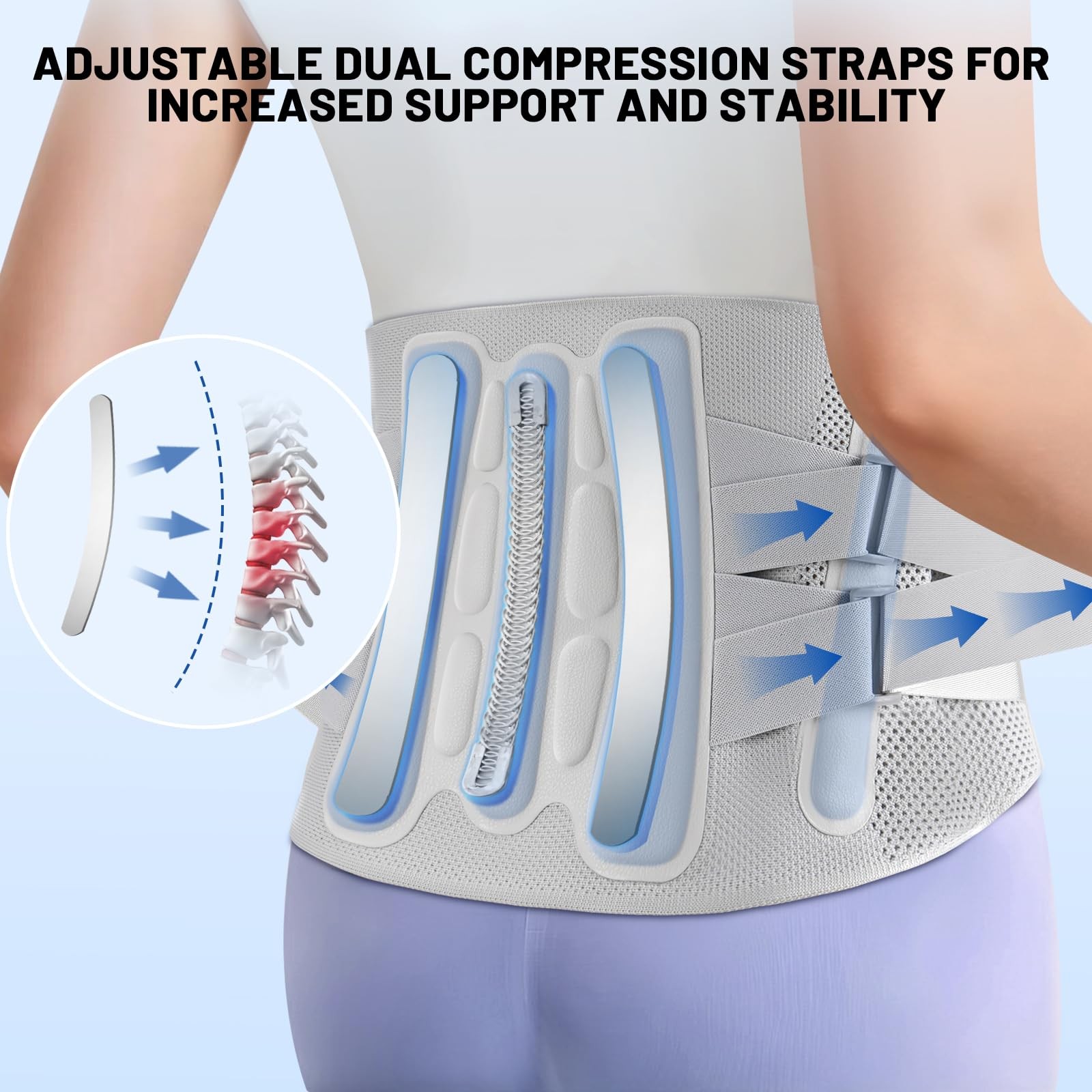 Heavy-Duty Adjustable Back Brace-Size XLBelly 45.3-53.1 in Features Removable…