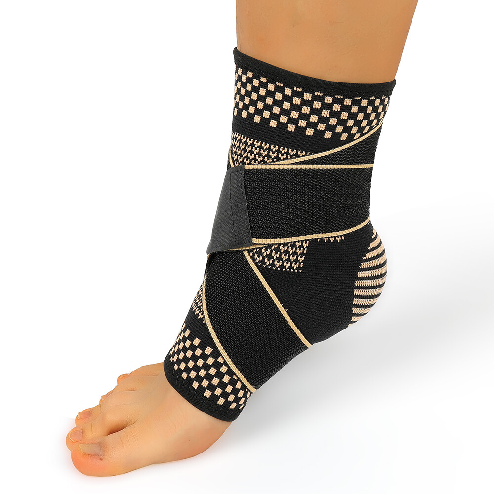 Copper Ankle Support Brace Compression Sleeve Plantar Foot Fasciitis Sports Wrap