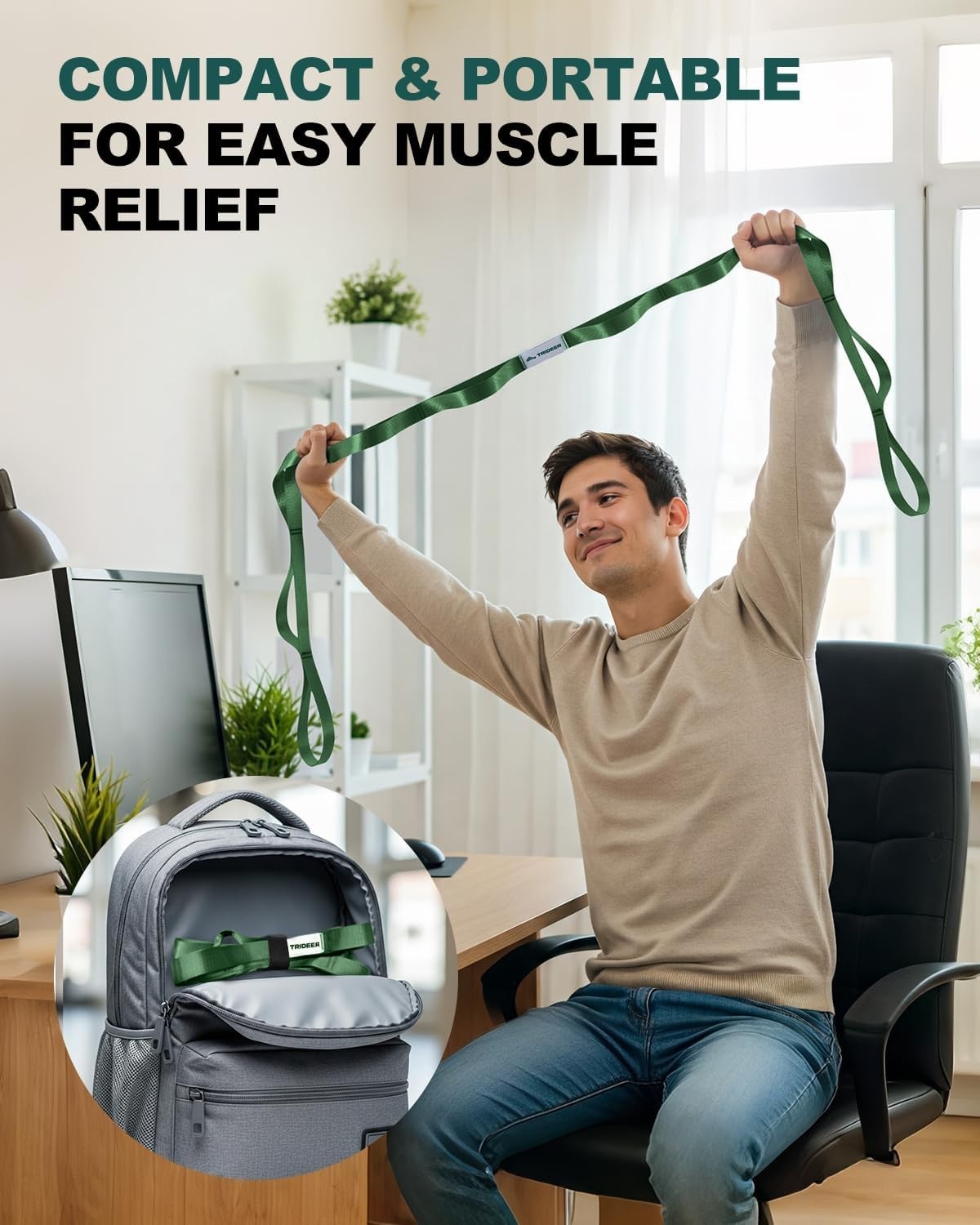 Stretching Strap for Physical Therapy & Home Rehab, Non-Elastic Yoga Strap fo…