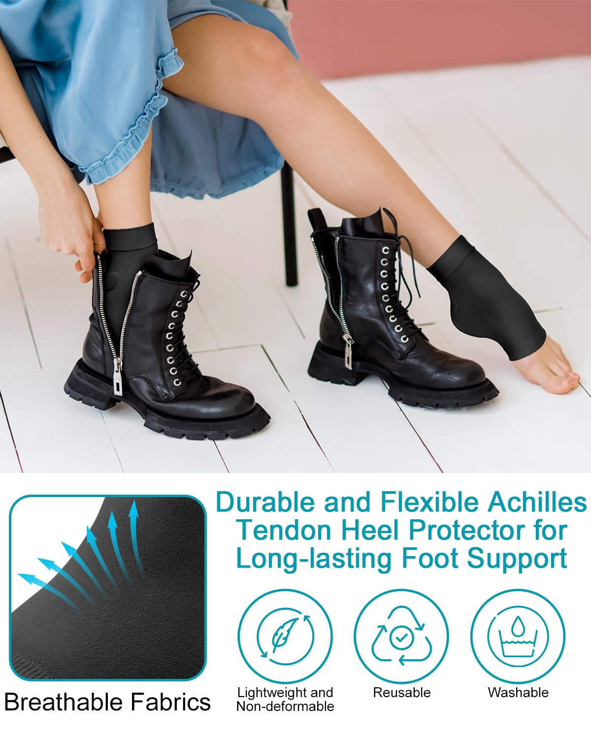 Achilles Tendon Sleeve with Silicone Heel Protector Cushion Pad, Achilles Tendon
