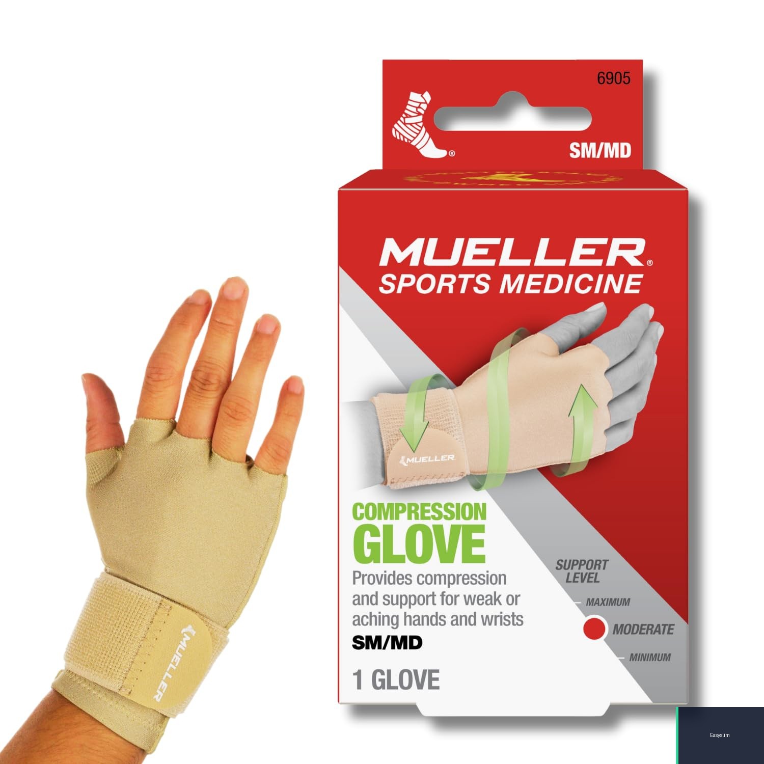 Compression Hand Glove Beige Small/Medium, Breathable Mesh, Fits Both Hands