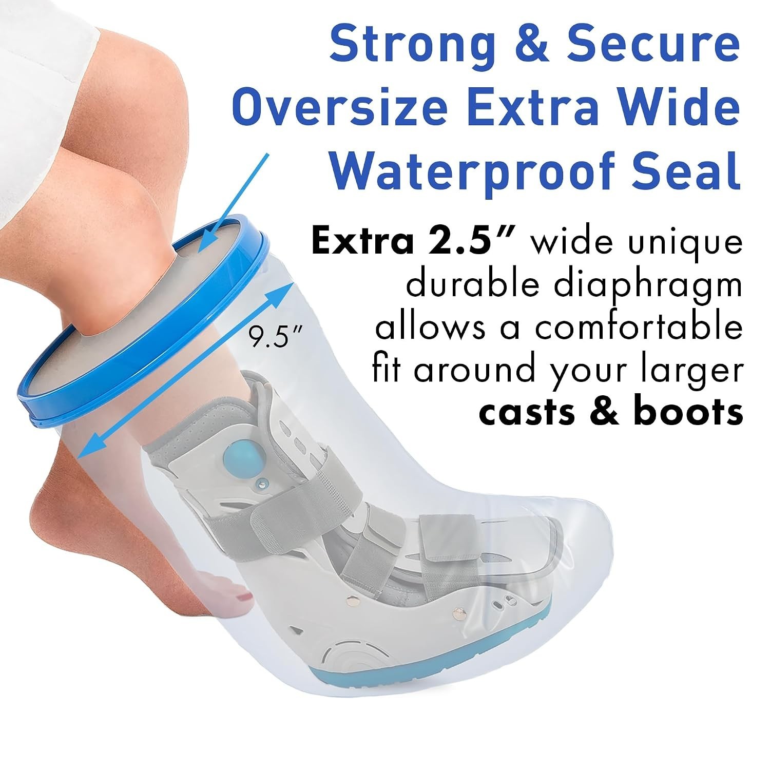 Water Proof Leg Cast Cover for Shower – Watertight Foot Protector Extra Wide XL