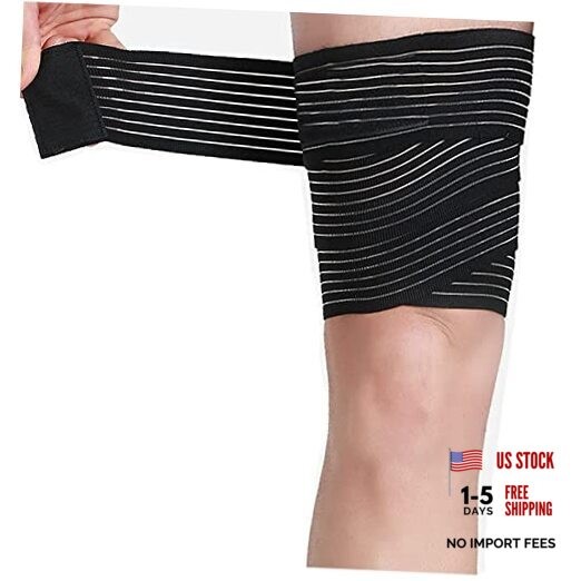 Thigh Support Compression Bandage Sleeve for Women and Men, Lower Leg Black