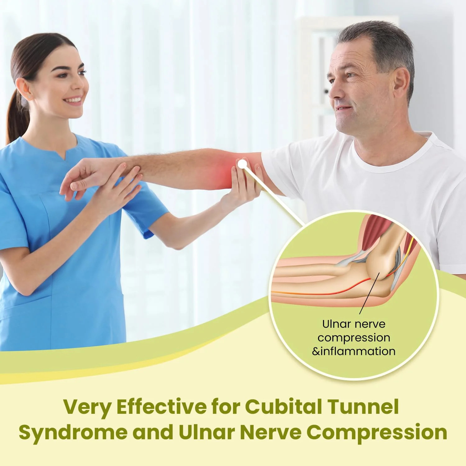 Cubital Tunnel Syndrome Elbow Brace Splint for Ulnar Nerve Entrapment, suitable