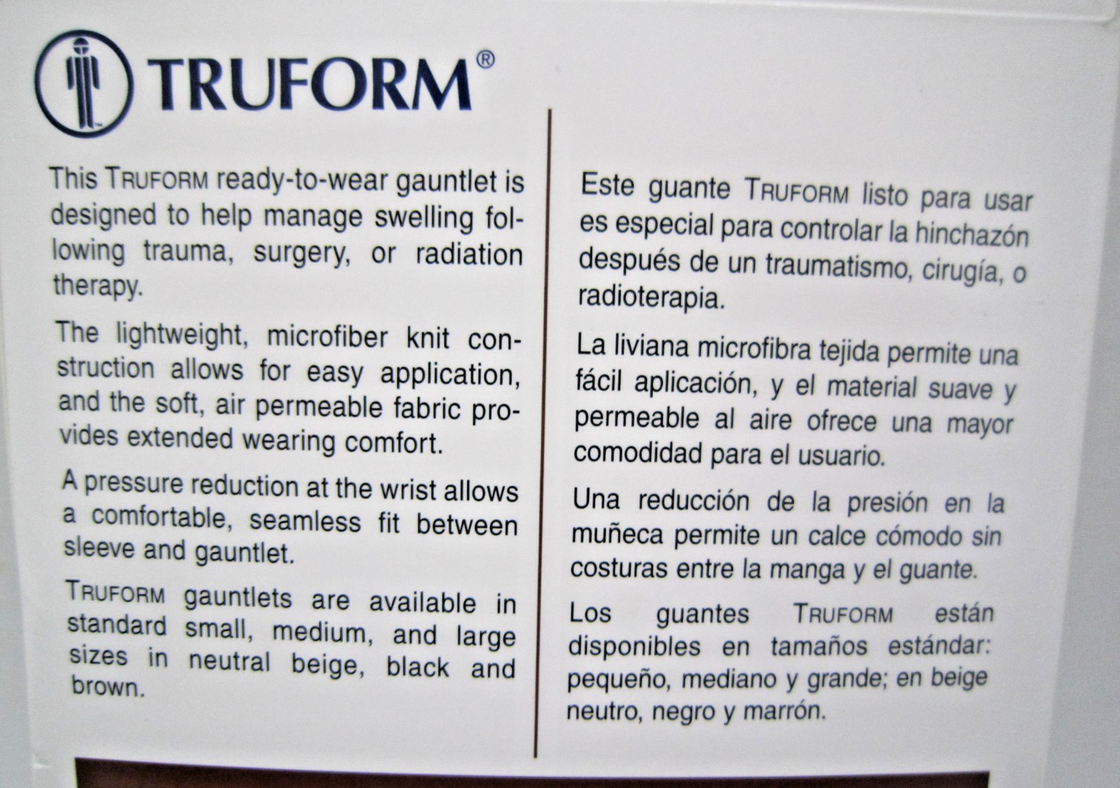 Truform Compression Gauntlet Size Large 15-20mmHg Beige Hand Swelling