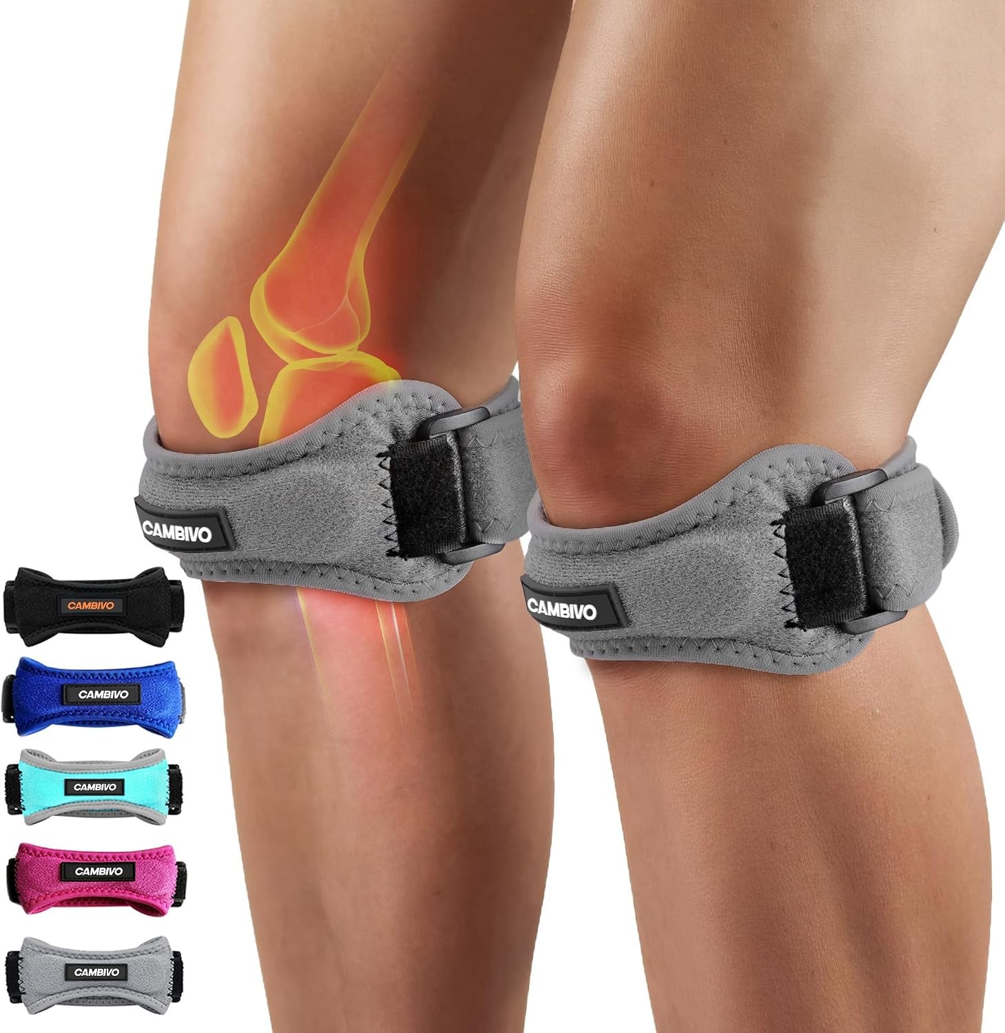 2 Pack Patella Tendon Knee Straps Brace Support Bands Men Women Sports Running