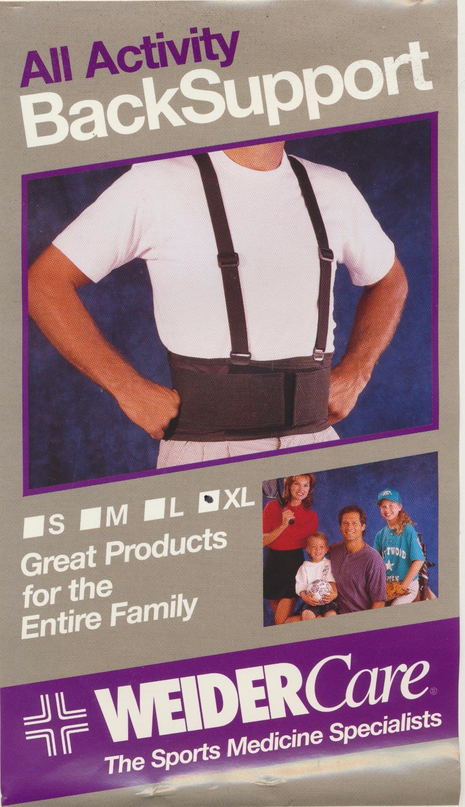 Weider Care All Activity BACK SUPPORT Black Size XL Made in USA 45″-49″ Waist