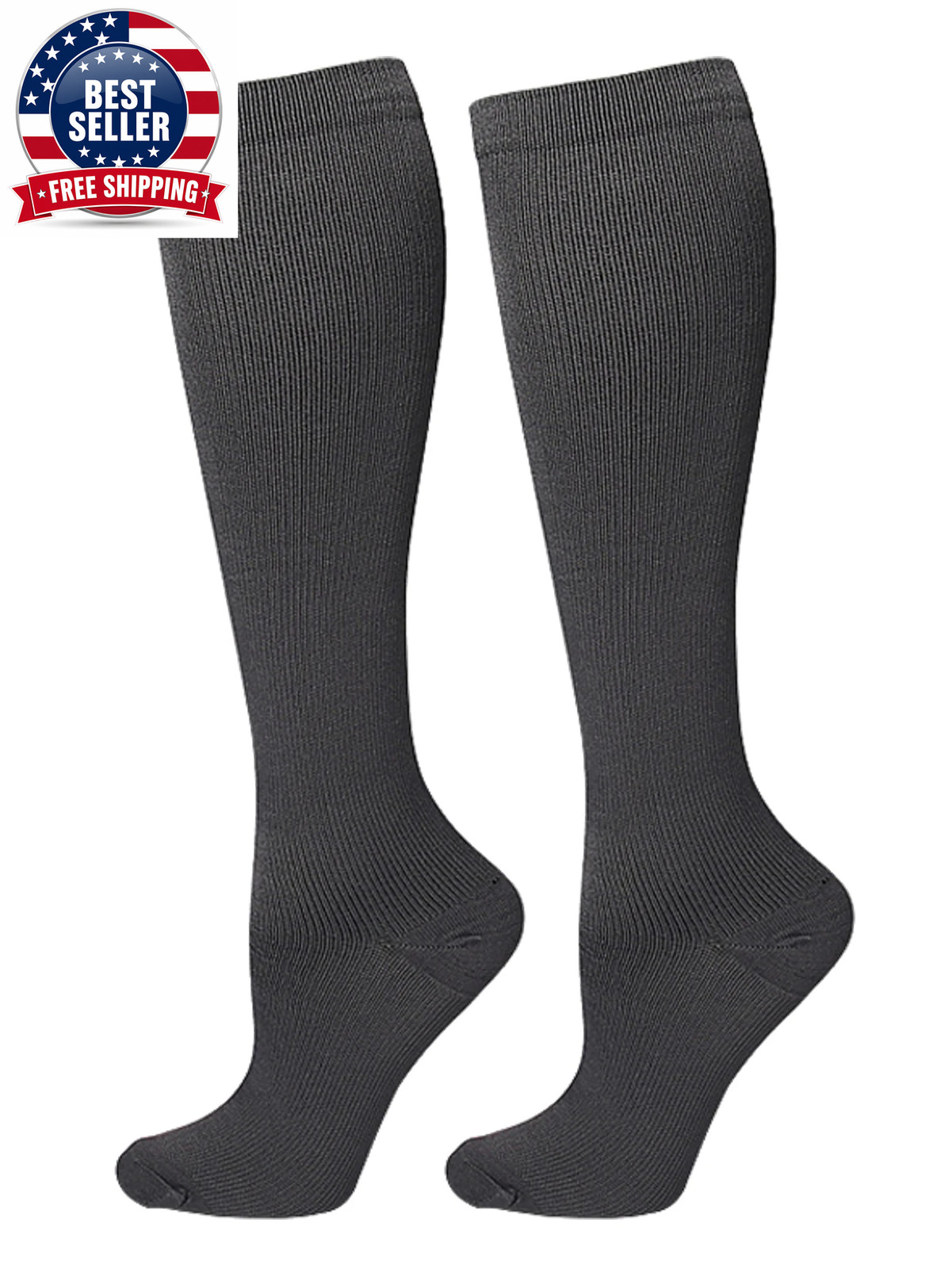 2Pairs Compression Socks Running Sports Socks Nursing 20-30Mmhg for Flight Trave