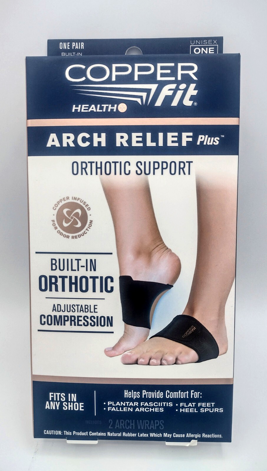 Copper Fit Health Unisex Arch Relief Plus with Built-In Orthotic Support Black