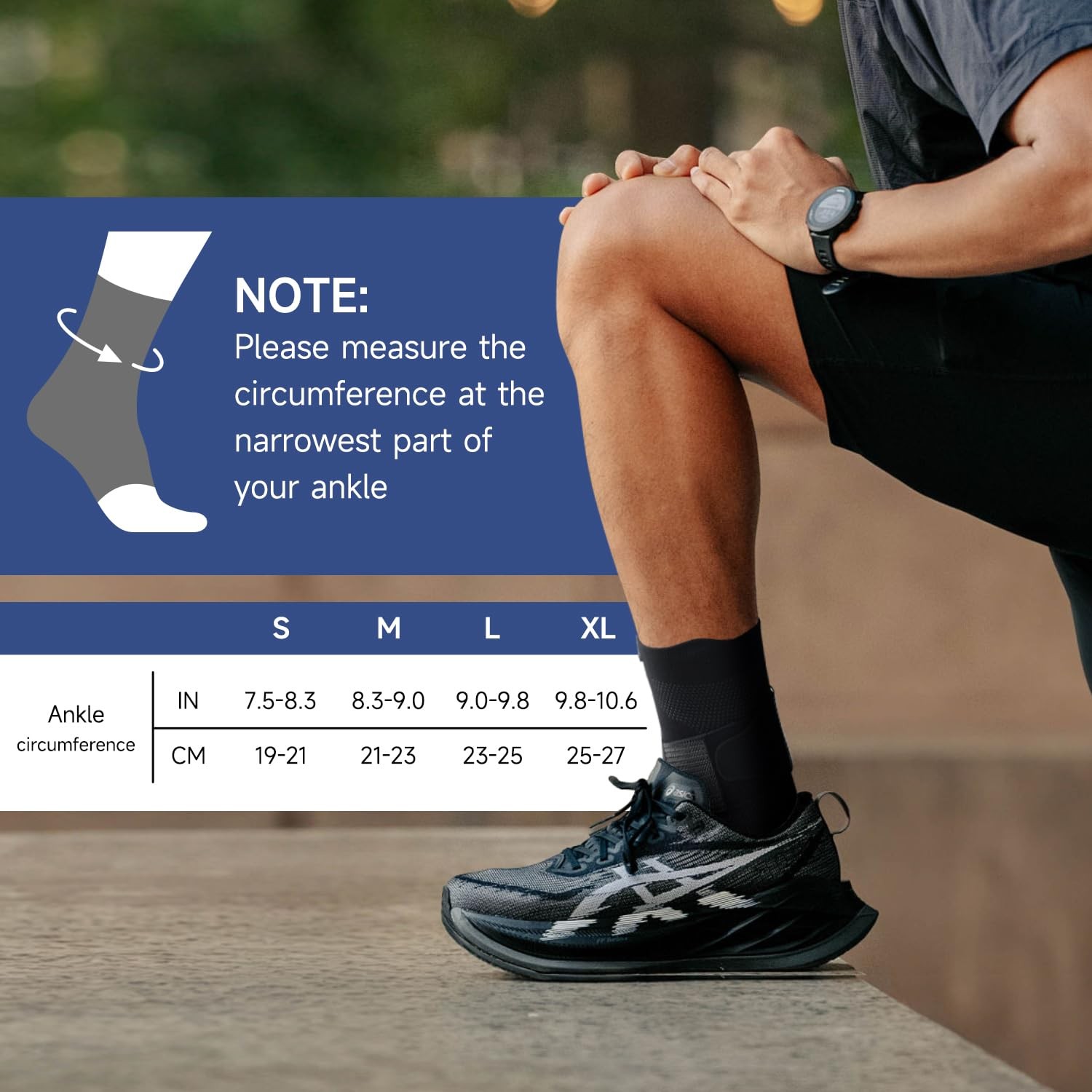 Large Right Black Ankle Compression Sleeve Brace Silicone Pad Plantar Support