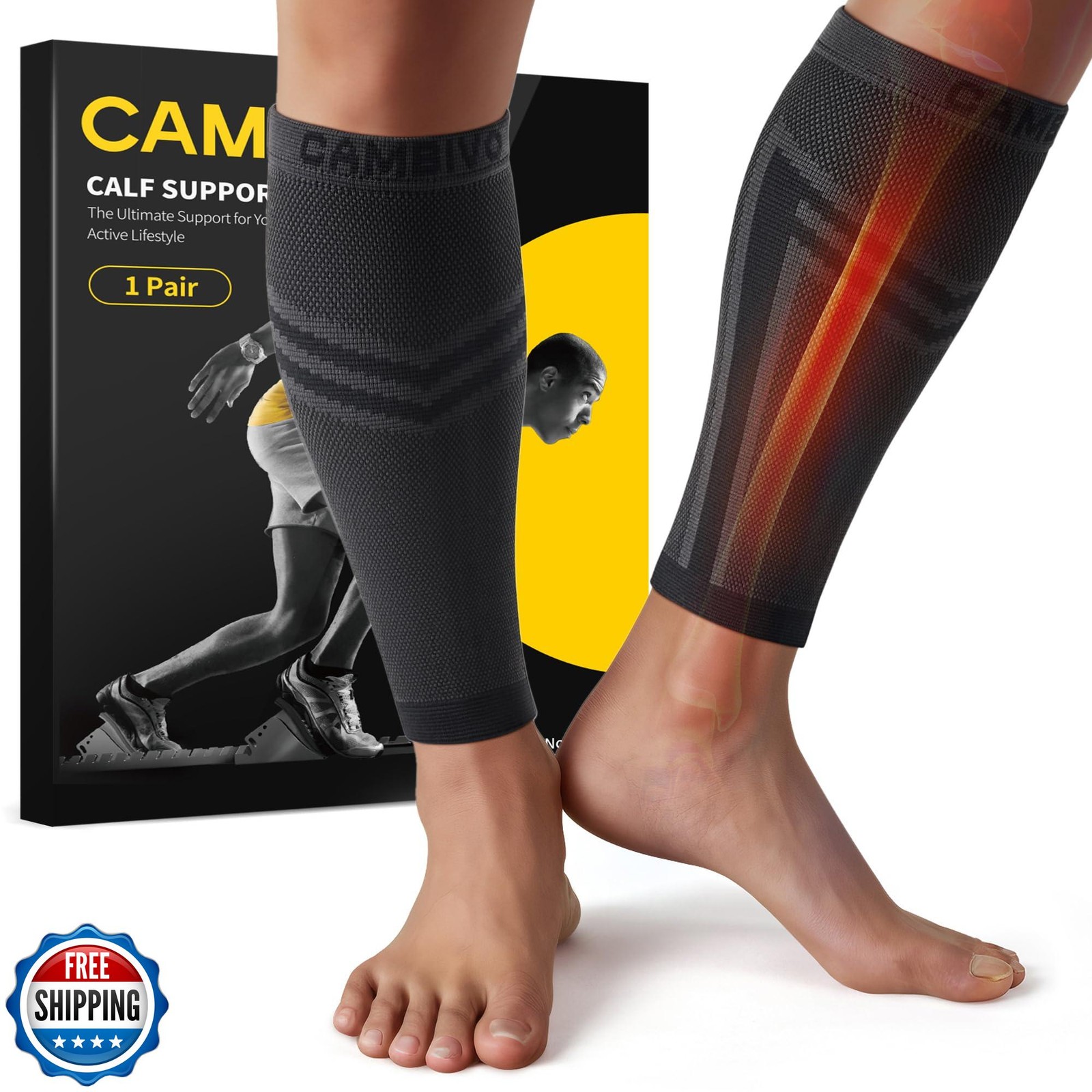 CAMBIVO Calf Compression Sleeve Men and Women- Shin Splint Brace Support for
