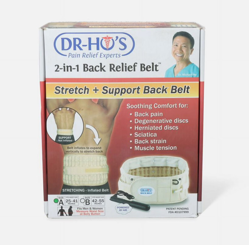 DR HO 2-in-1 Decompression Belt Lower Back Pain Relief Size A Waist 25-41 Inches