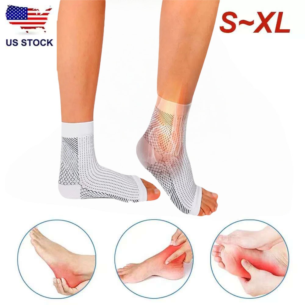 Copper Ankle Brace Silver Support Compression Sleeve Socks Foot Fasciitis Pain