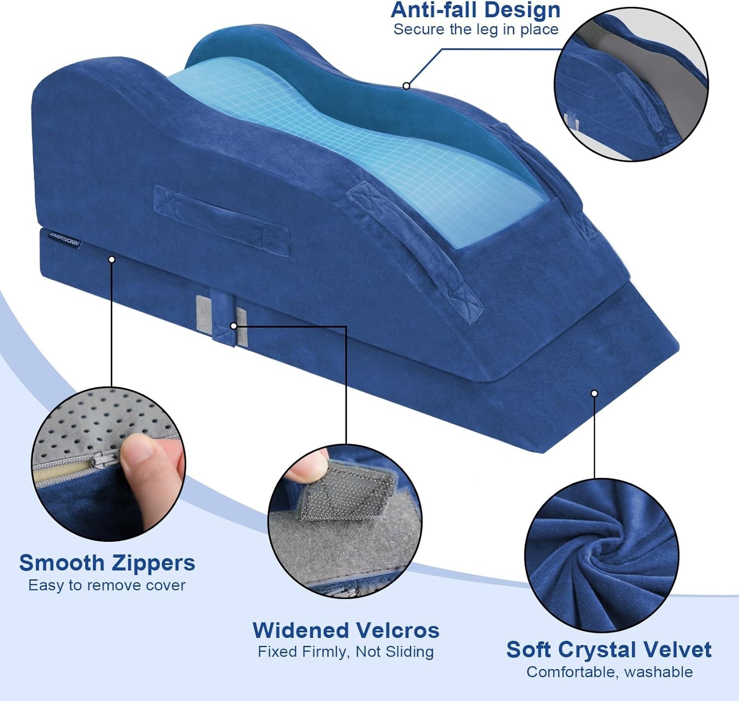 Adjustable Leg Elevation Pillows for After Surgery, Ergonomic Curve Keeps Kne…
