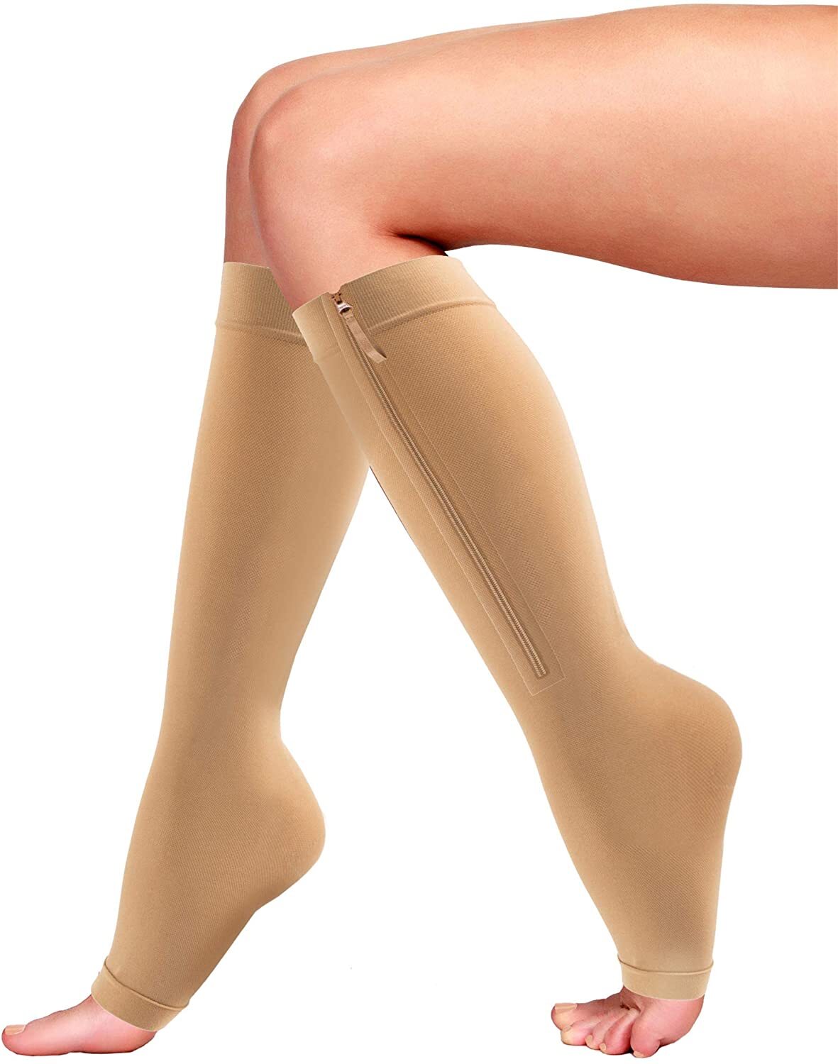 Zipper Compression Socks 1-6 Pairs Calf Knee High Stockings Open Toe for Runing