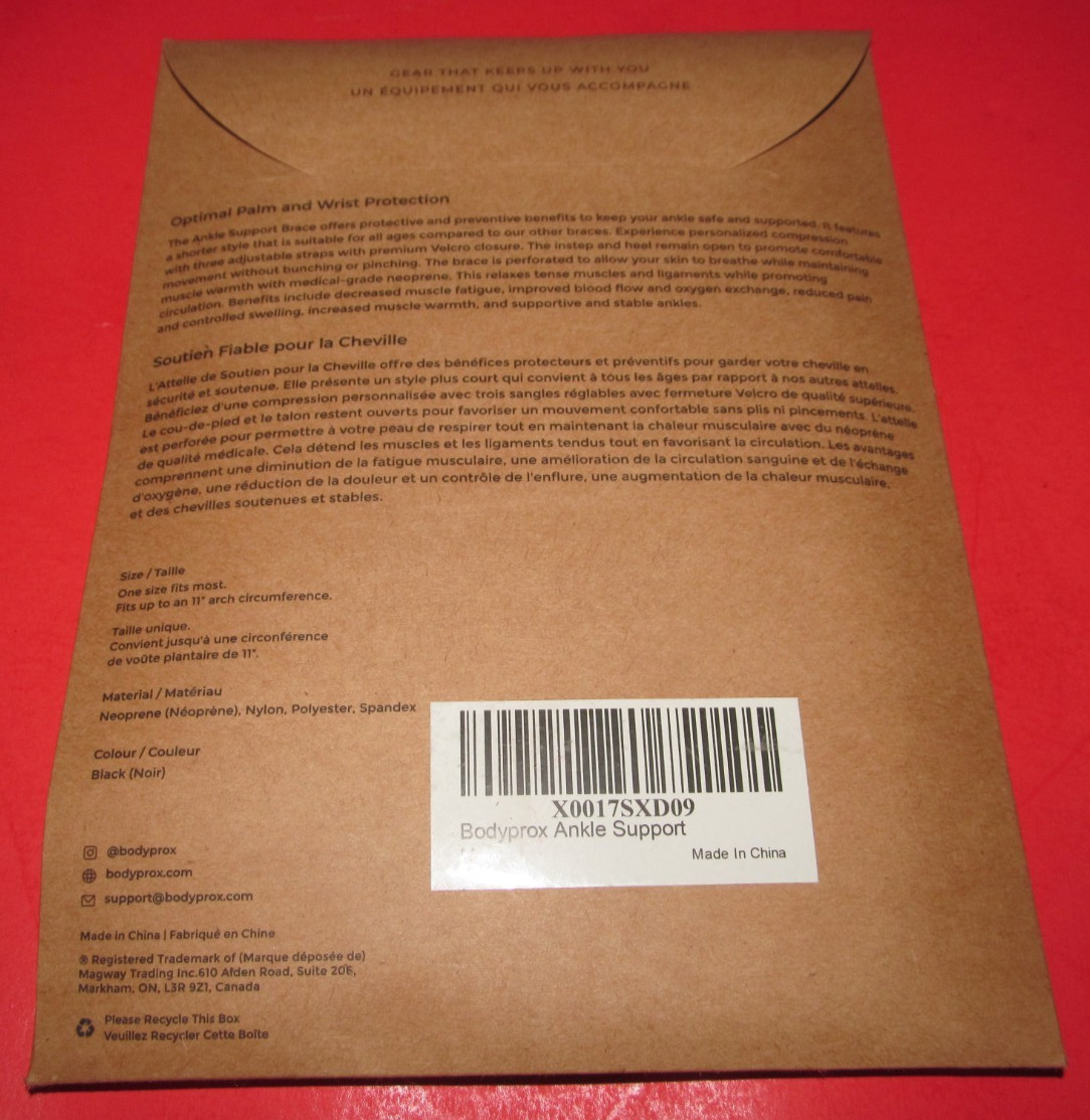 Bodyprox Ankle Support Brace ~ One Size Fits All ~ NEW, SEALED ~ Fast Shipping!