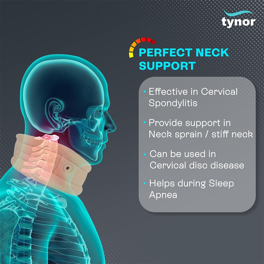 TYNOR Cervical Collar Soft with Support, Beige, Medium, 1 Unit