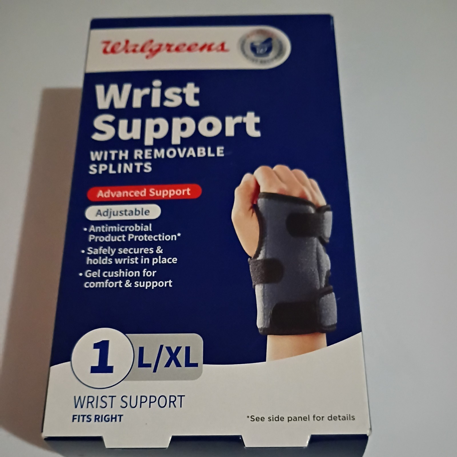 Walgreens~Wrist Support w/ Removable Splints~Adjustable Fits Right ~Size L-XL
