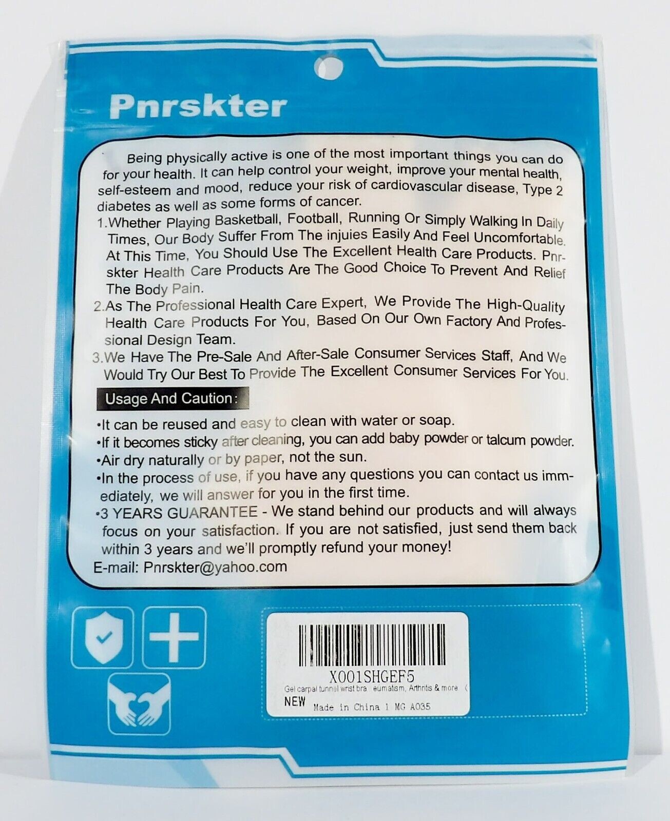2 Pnrskter Carpal Tunnel Gel Wrist Brace SEALED