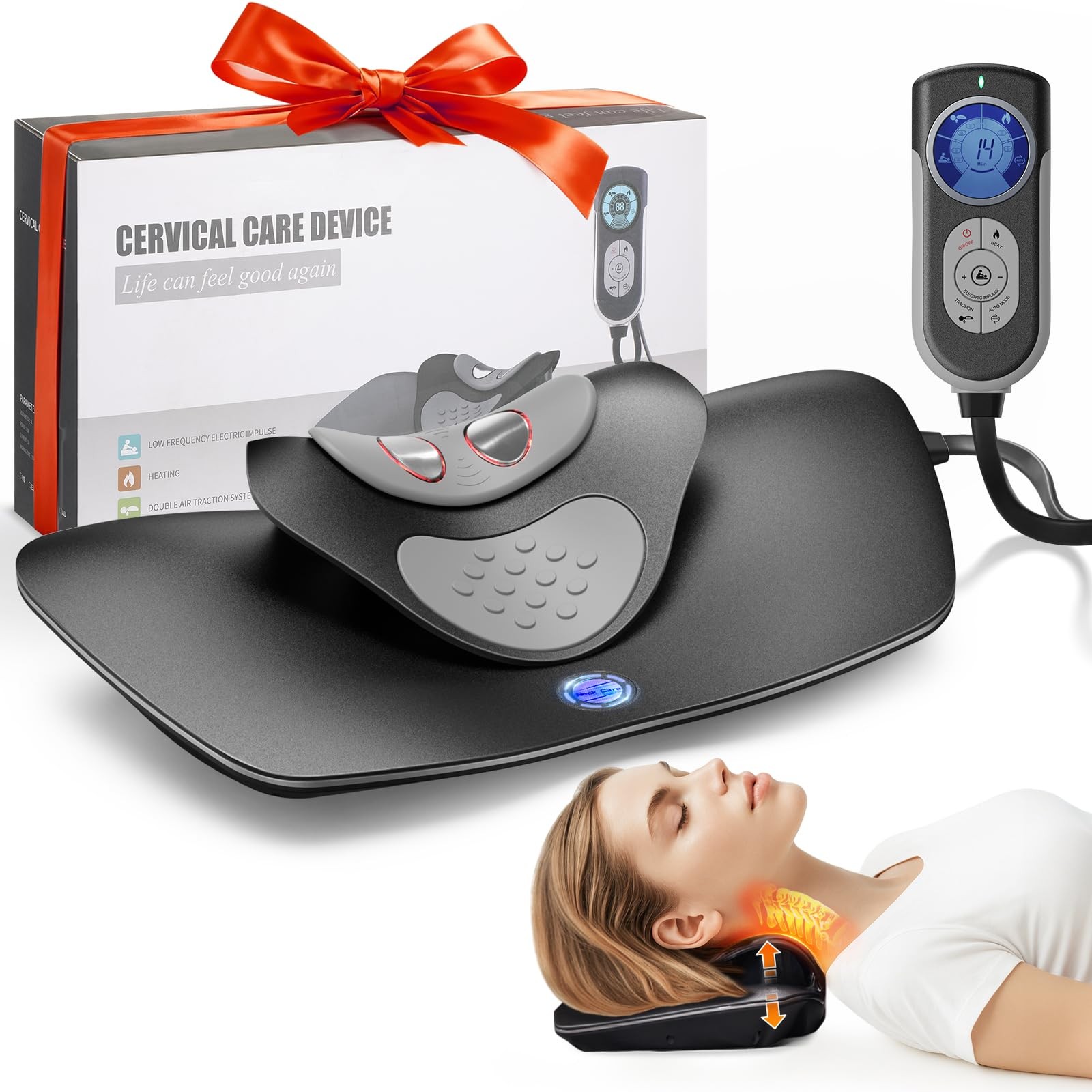 Multi-Functional Cervical Traction Device, Dynamic Neck Massager with Pulsed …