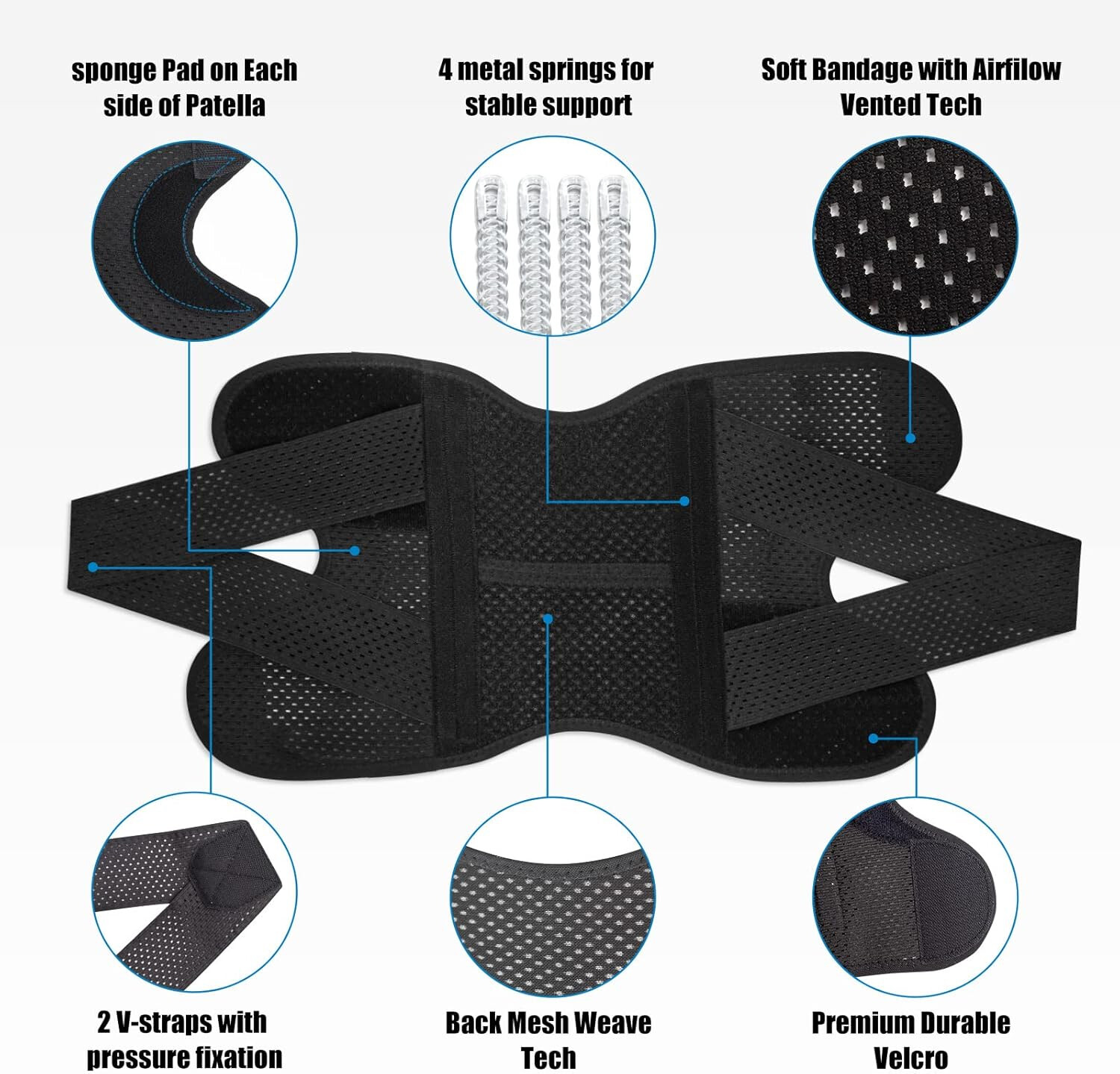 Compression Knee Brace with Side Stabilizers Adjustable Knee Support Pain Relief