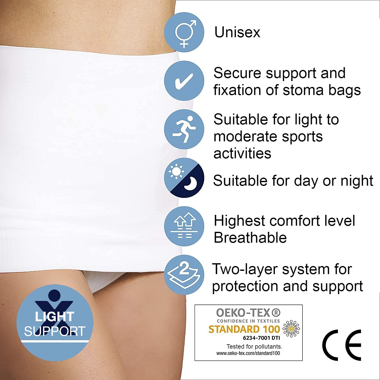 Light Beige StomaSafe Plus – Seamless S/M Support for Ostomy and Hernia Needs