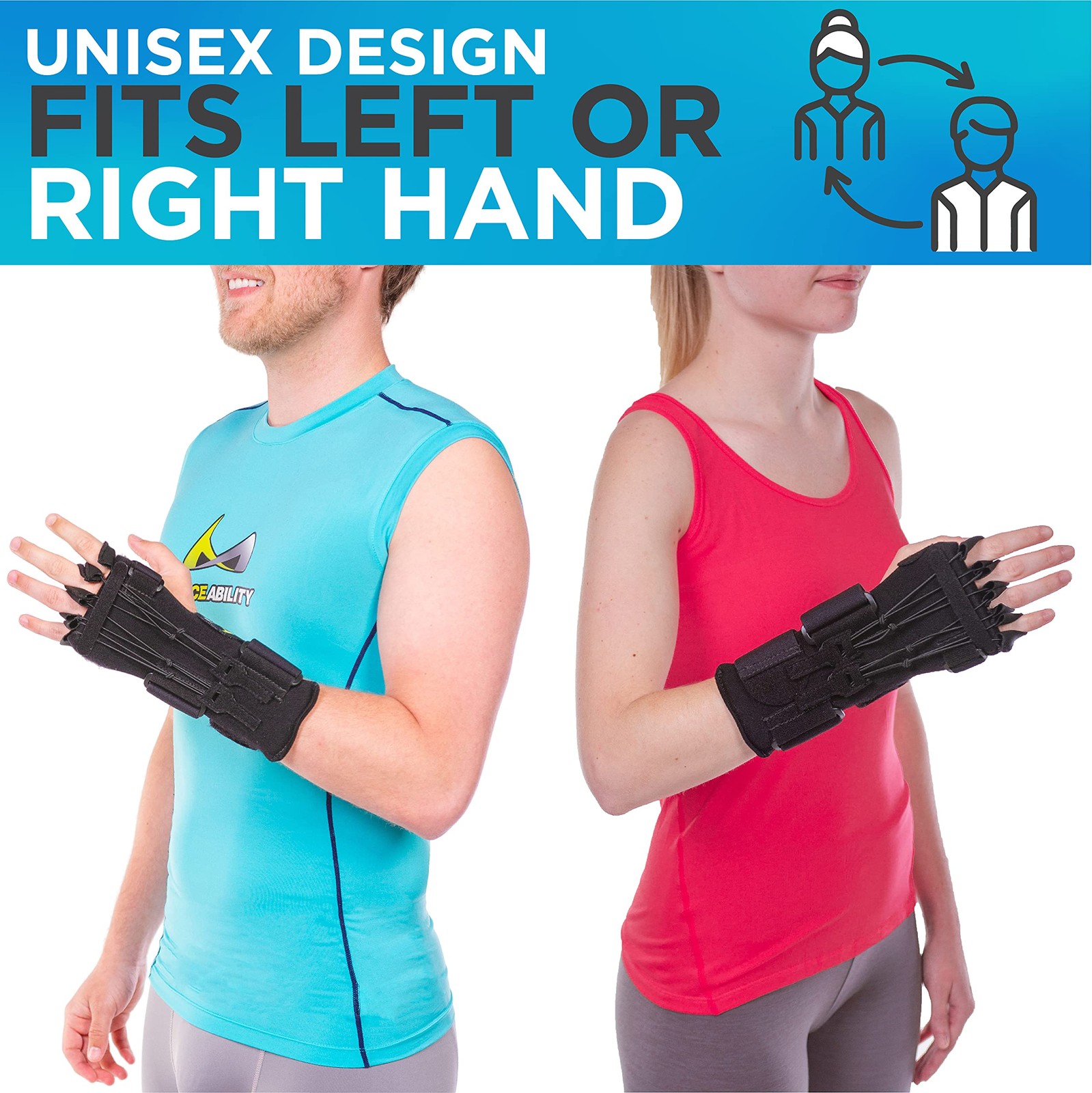 BraceAbility Radial Nerve Palsy Splint – Dynamic Wrist Drop One Size, Black