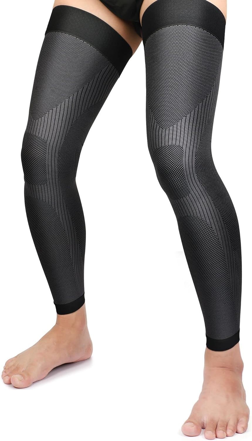 Unisex Thigh High Compression Sleeves 20-30mmHg – Alleviate Leg Pain, Black M