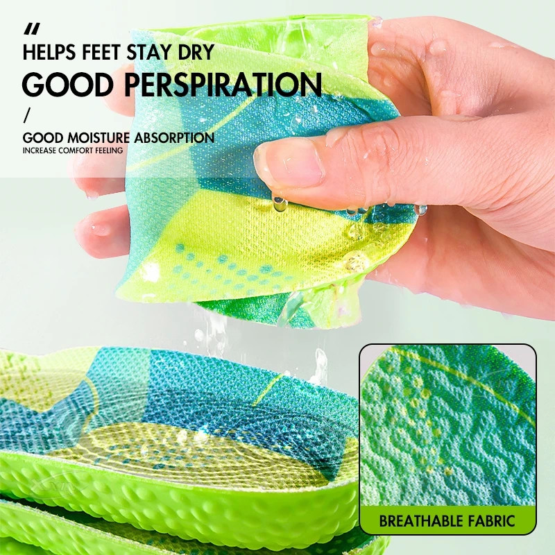 Sports Air Cushion High Elastic Running Insoles PU Shock-absorbing Soft Breathab