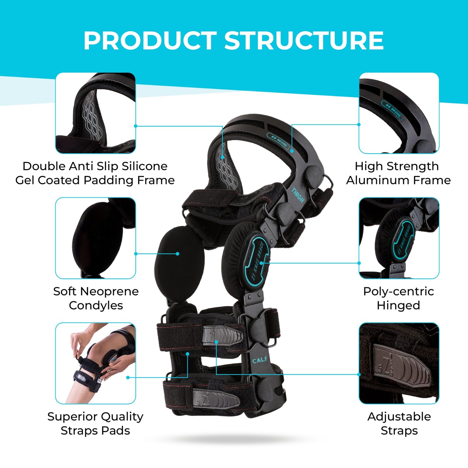 Z1 K6 Hinged Unloader Knee Brace Support for Arthritis Pain OA ACL Meniscus Tear