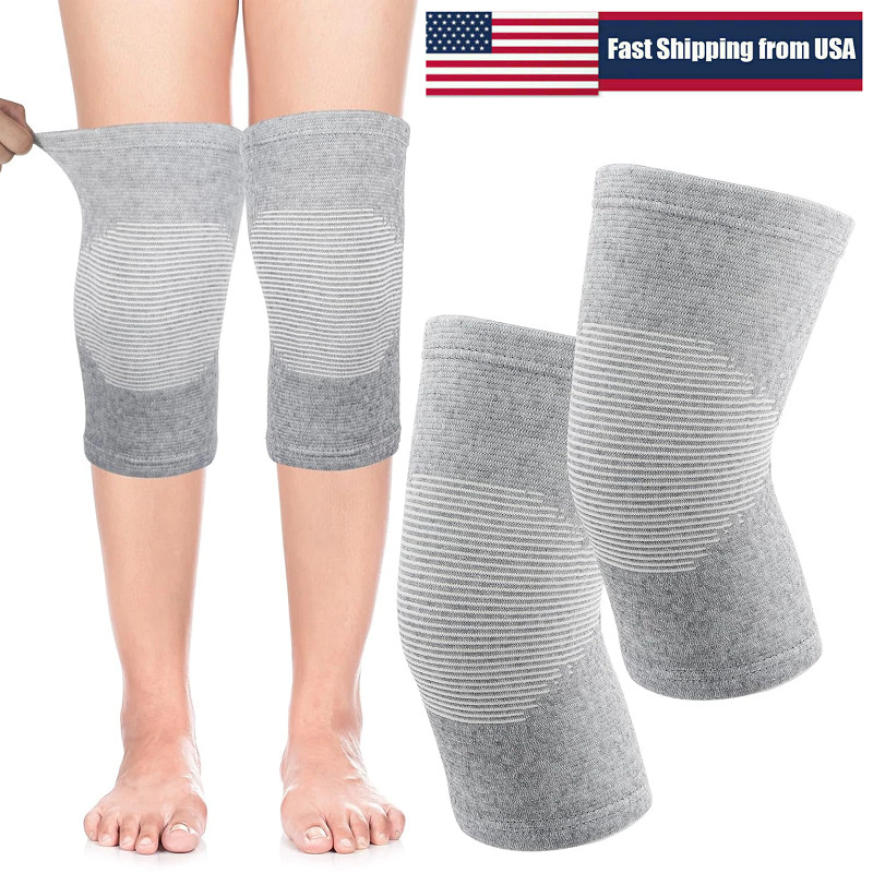 2× Bamboo Knee Sleeve Elastic Compress Warm Knee Brace Kneecap Pads Thermal US