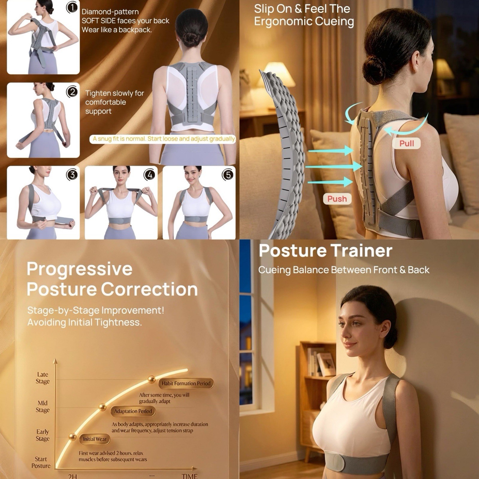 Upper Back Posture Corrector for Women Dual-Pressure System-Back Straightener