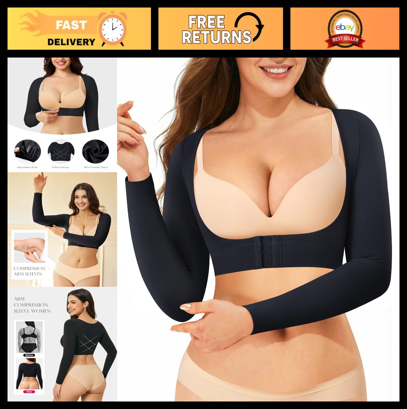Slimming Arm Compression Sleeve for Women – Upper Arm Shaper, Support & Tone