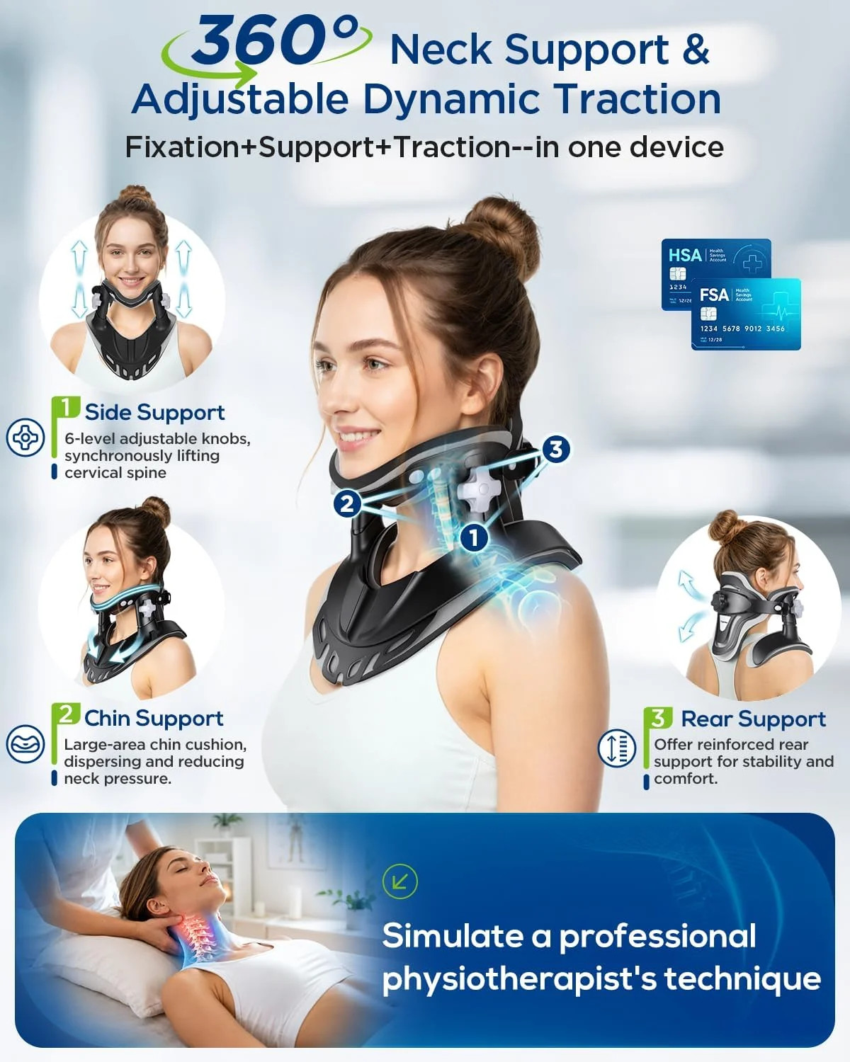 Neck Traction Device, Adjustable Neck Stretcher for Pain Relief | Ergonomic Cerv