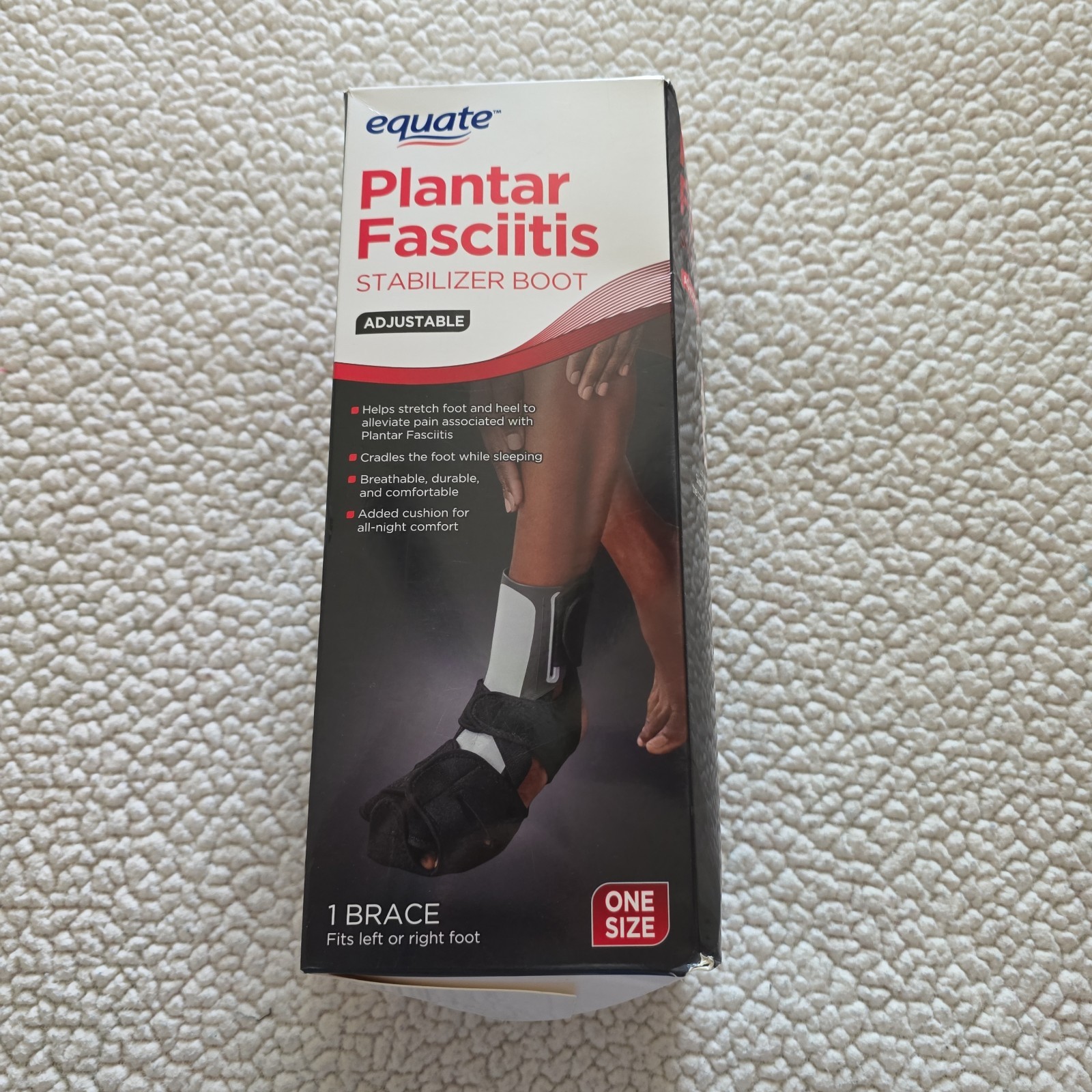 Equate Plantar Fasciitis Stablizer Black Brace Boot Adjustable One Size NEW