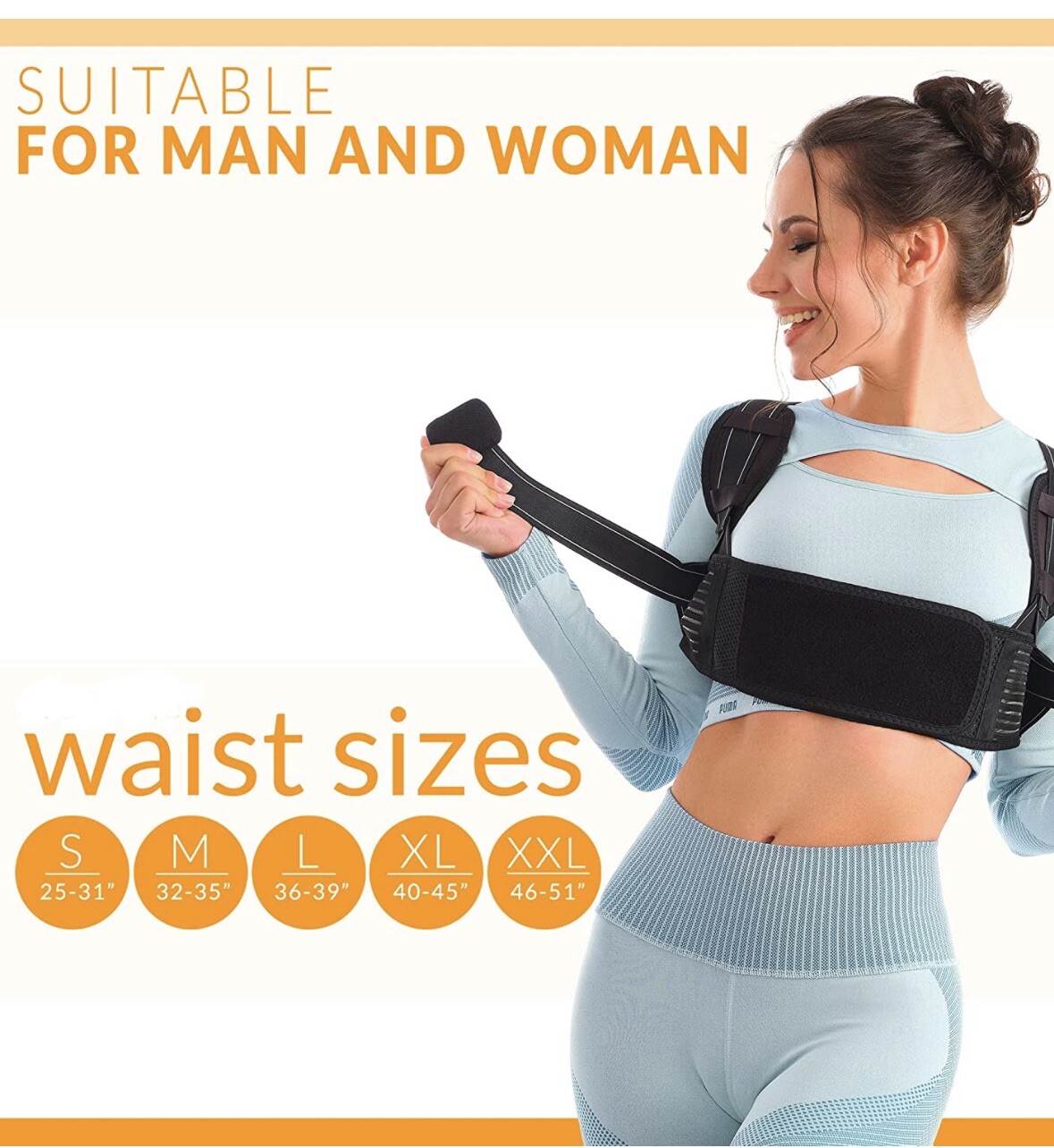 Selbite Posture Corrector for Women and Men Adjustable Mid/Upper Back Brace Lg