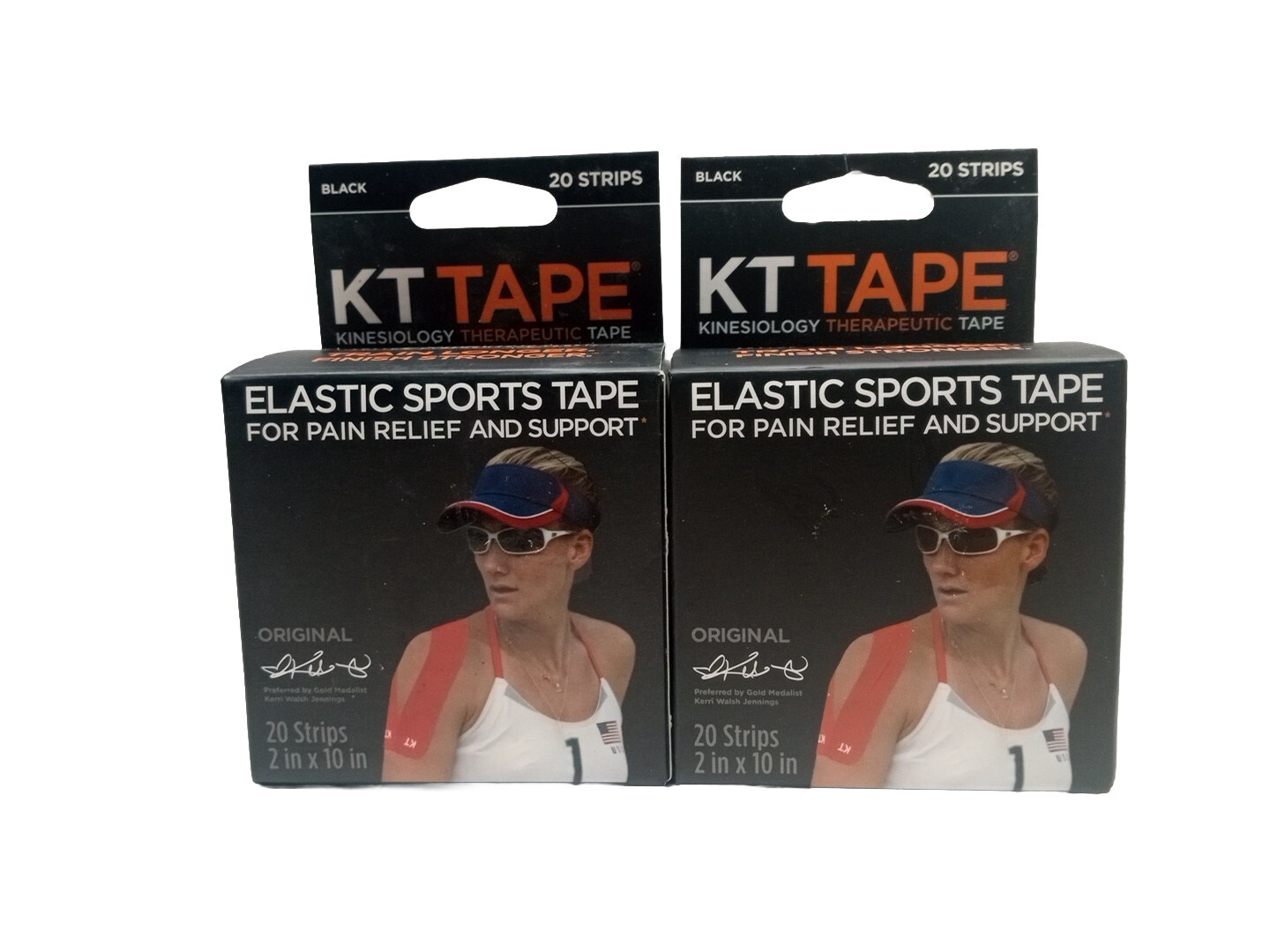 2 KT Tape Original Cotton Elastic Kinesiology Therapeutic Athletic Tape. Black