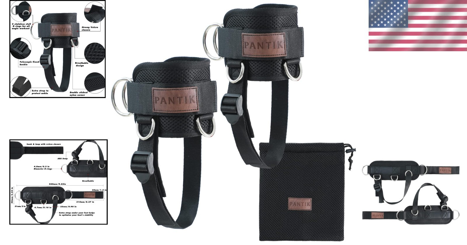 Padded Steel Ankle Cuffs – Cable Machine Attachments