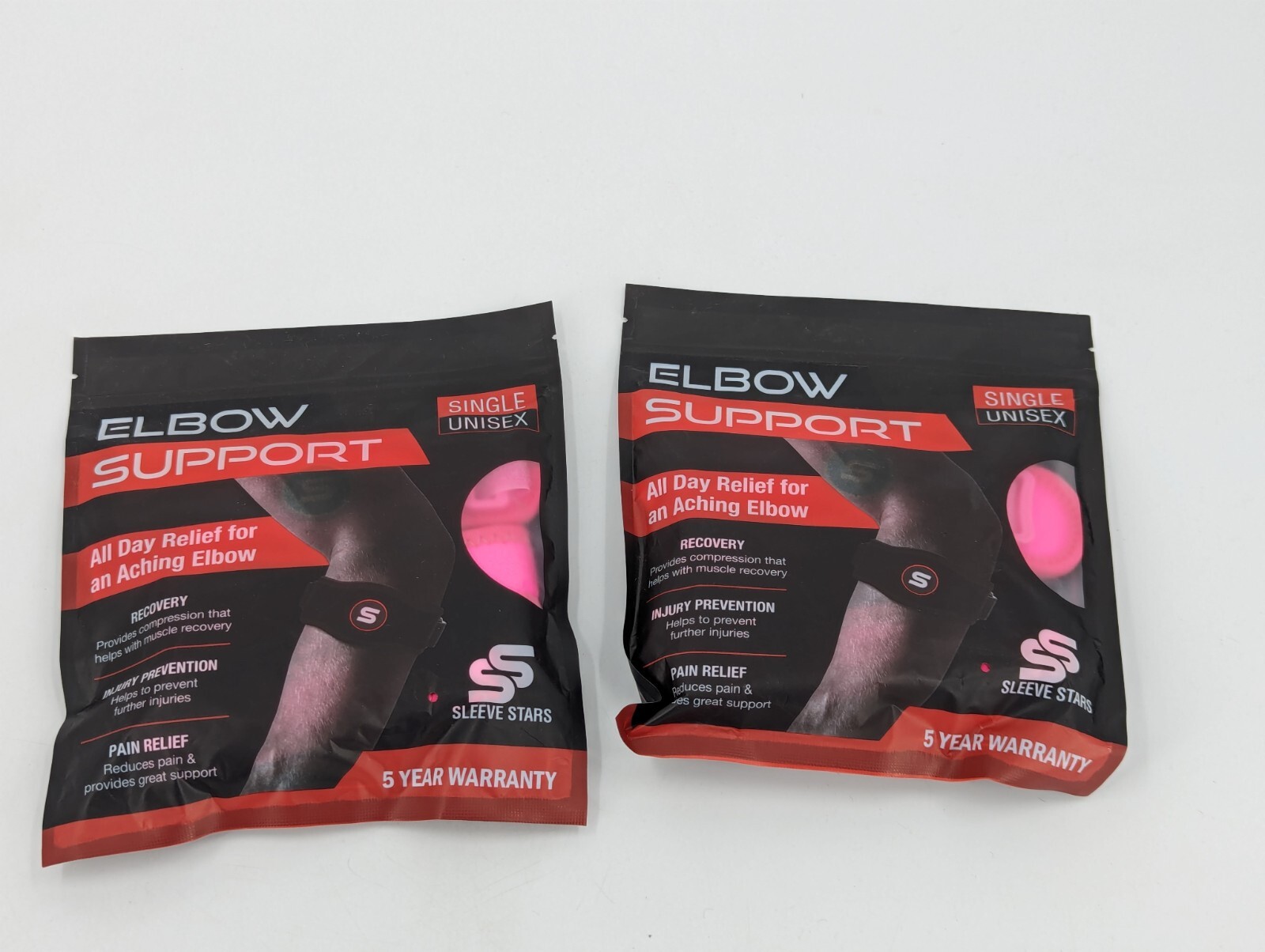 Tennis Elbow Brace for Tendonitis Relief Counterforce Band in Neon Pink Lot of 2