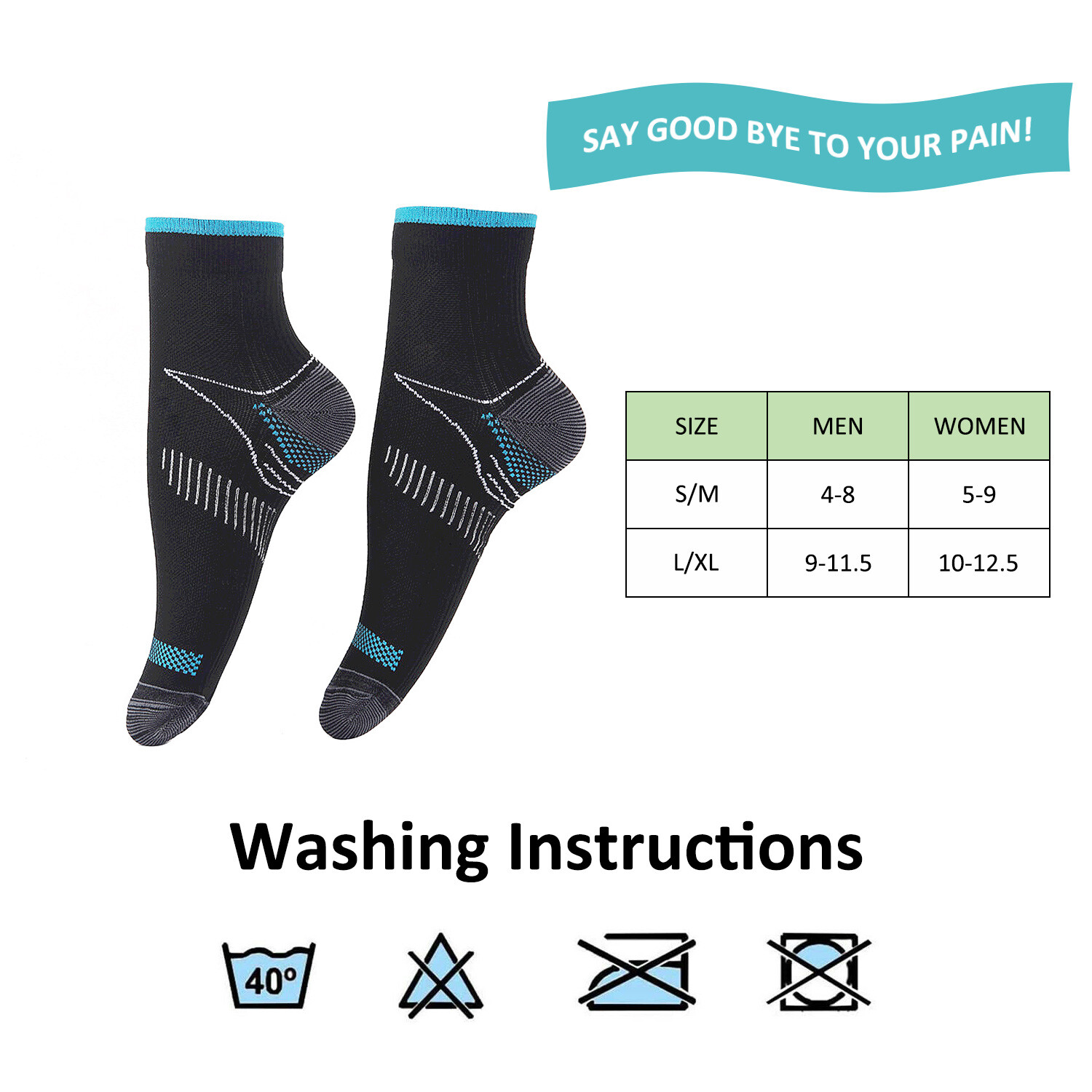 Foot Pain Relief Compression Socks Ankle Support Sleeves Brace Plantar Fasciitis