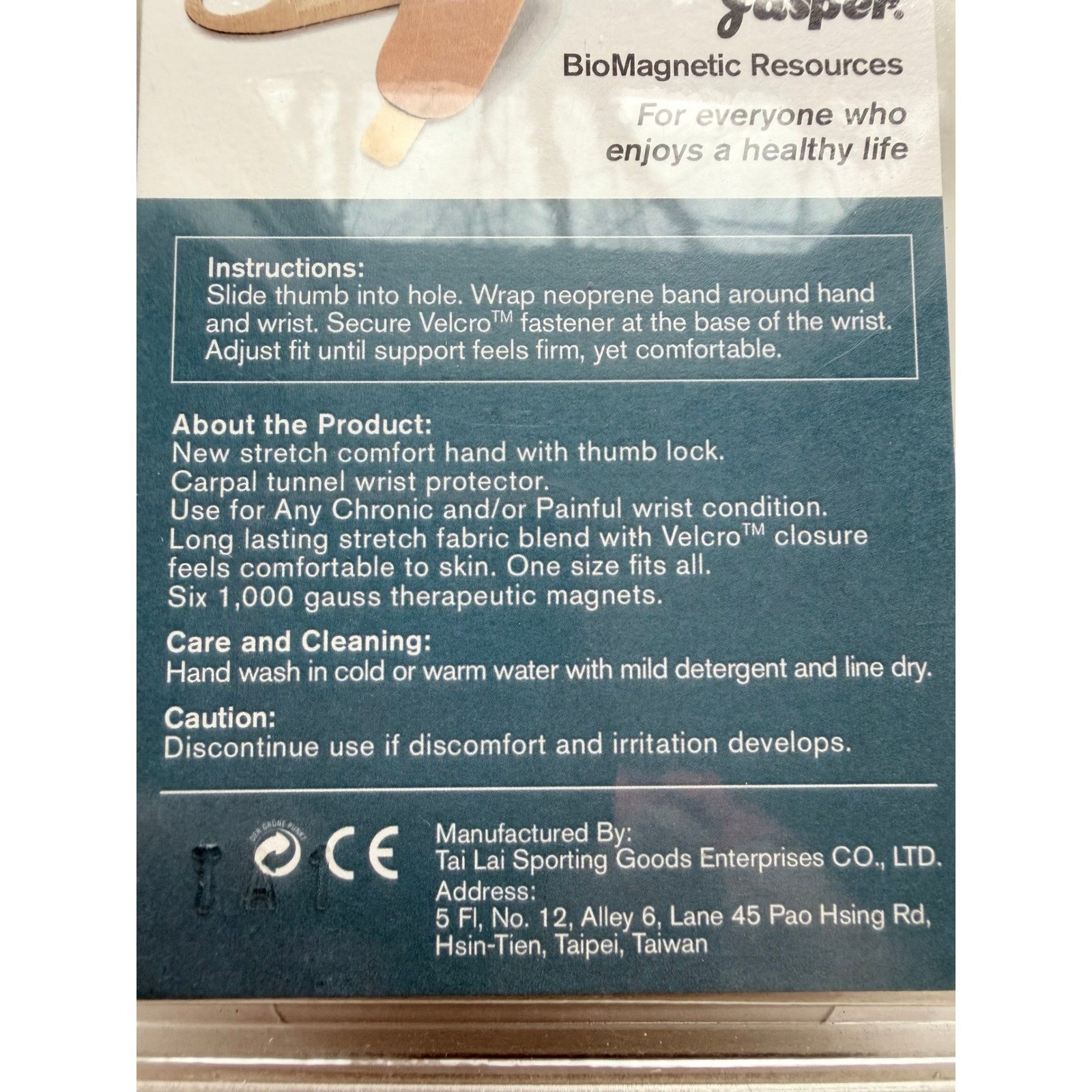 New Jasper Thumb Brace with Magnets OS Brown Carpal Tunnel Support Therapeutic
