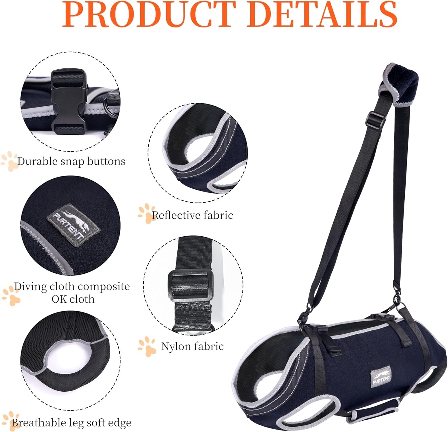 Furtent Dog Lift Harness with Handle – Dog Support Harness Medium