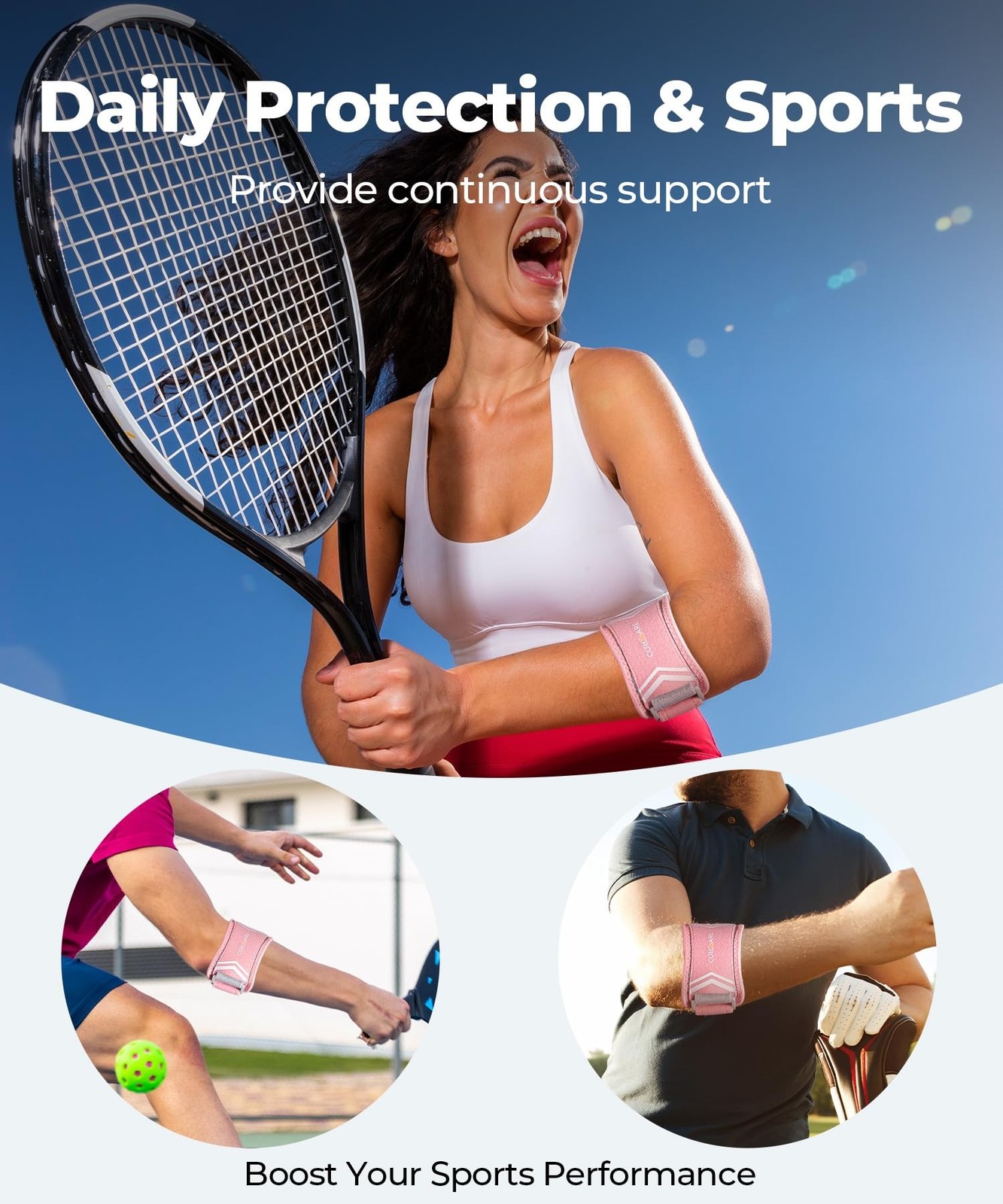 CURECARE Elbow Brace for Tennis & Golfers Pain Relief, New Updated Tennis Elb…