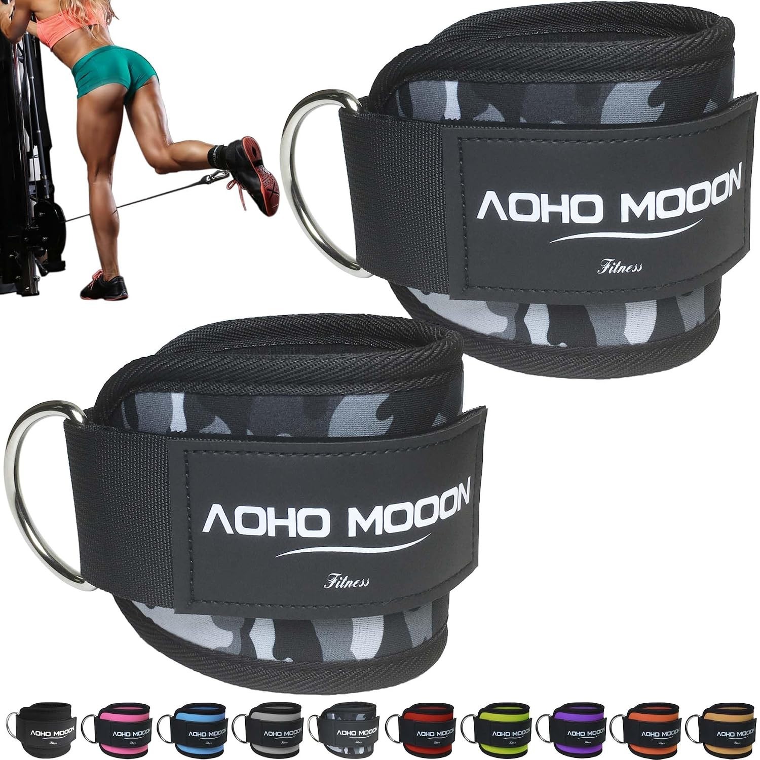2-Pack Ankle Straps for Cable Machine, Nylon, Adjustable, Unisex