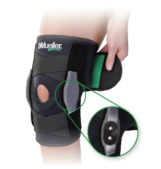 Mueller Adjustable Hinged Wraparound Knee Brace Green Line # 86455 OSFM