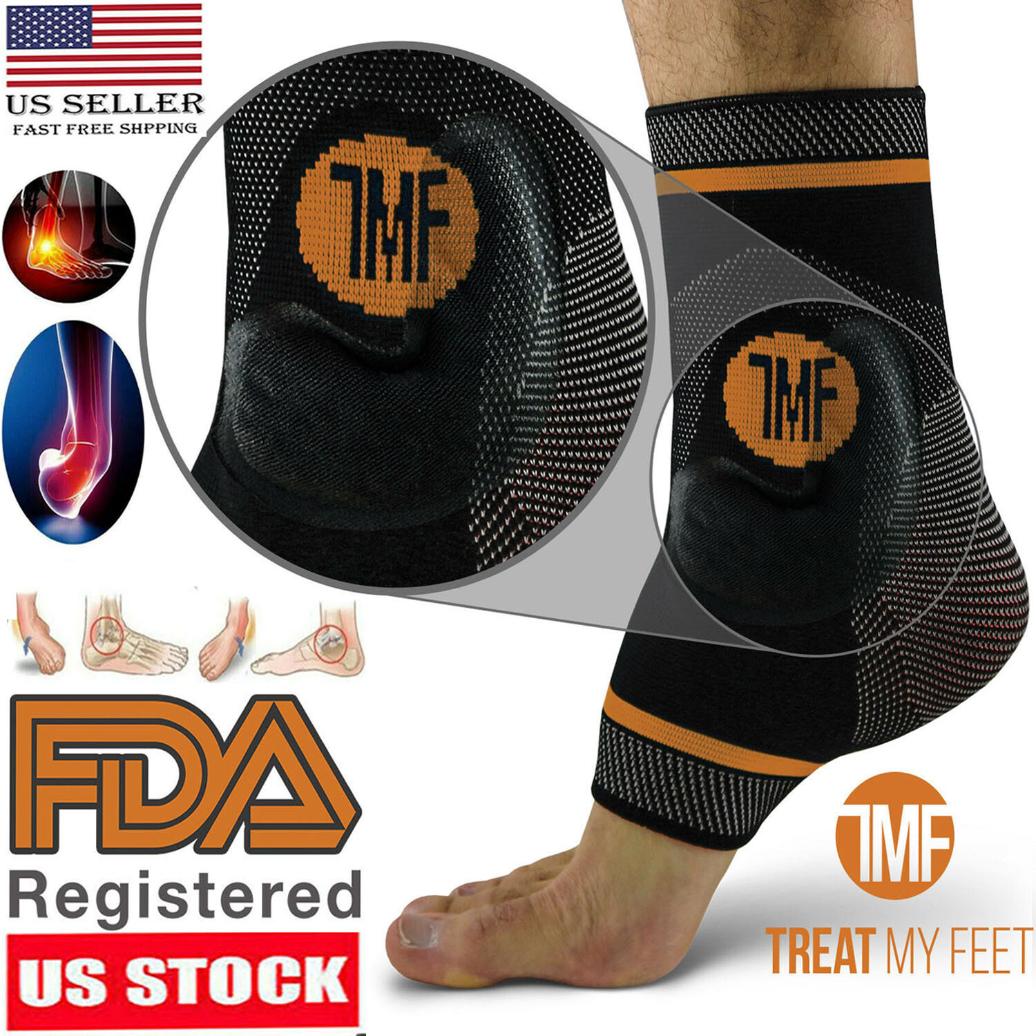 Plantar Fasciitis Compression Ankle Brace Support Foot Pain Relief Sleeve