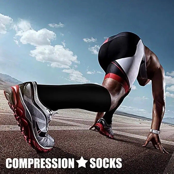 Compression Socks (1 Pair), Unisex, S/M, Knee-High, Extra Wide Calf – brown