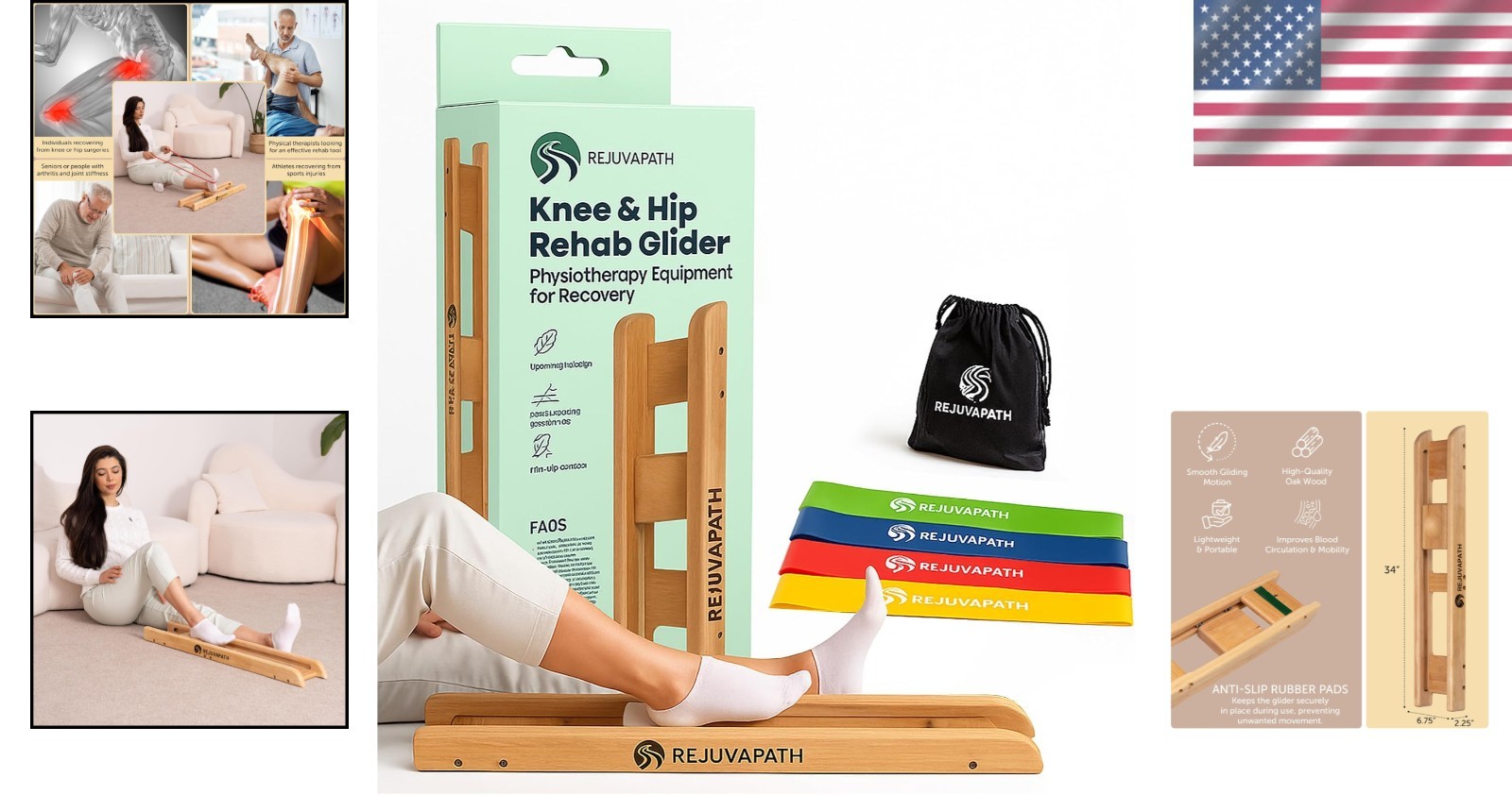 Portable Oak Slide Board – Knee & Hip Rehabilitation for Post-Surgery Recovery