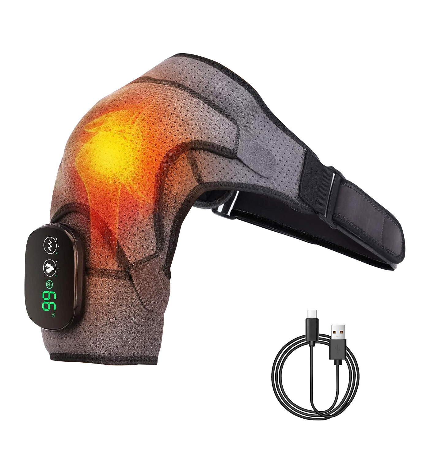 3 Heating Levels Cordless Shoulder Heating Pad Heated Shoulder Wrap Massager NEW